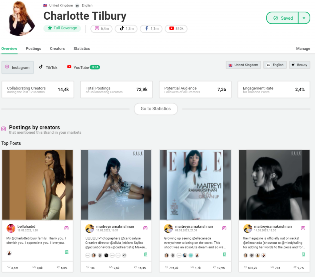 Bild Charlotte Tilbury Profil in Storyclash