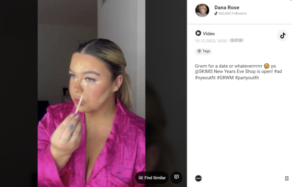 Image Skims ambassador Dana Rose post