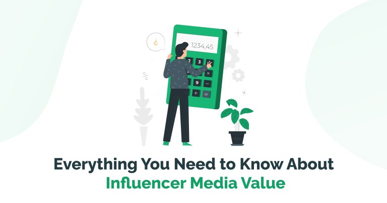 Header image from the blog post ‘Influencer Media Value Calculator which shows an accountant calculating the Champain