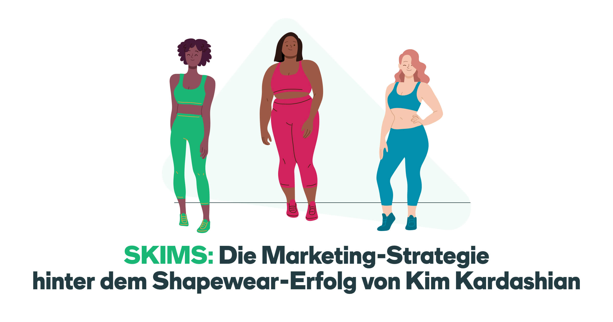 Eine Karikatur von 3 Frauen mit Unterschiedlichen Figuren die die Marke Skims von Kardashian tragen