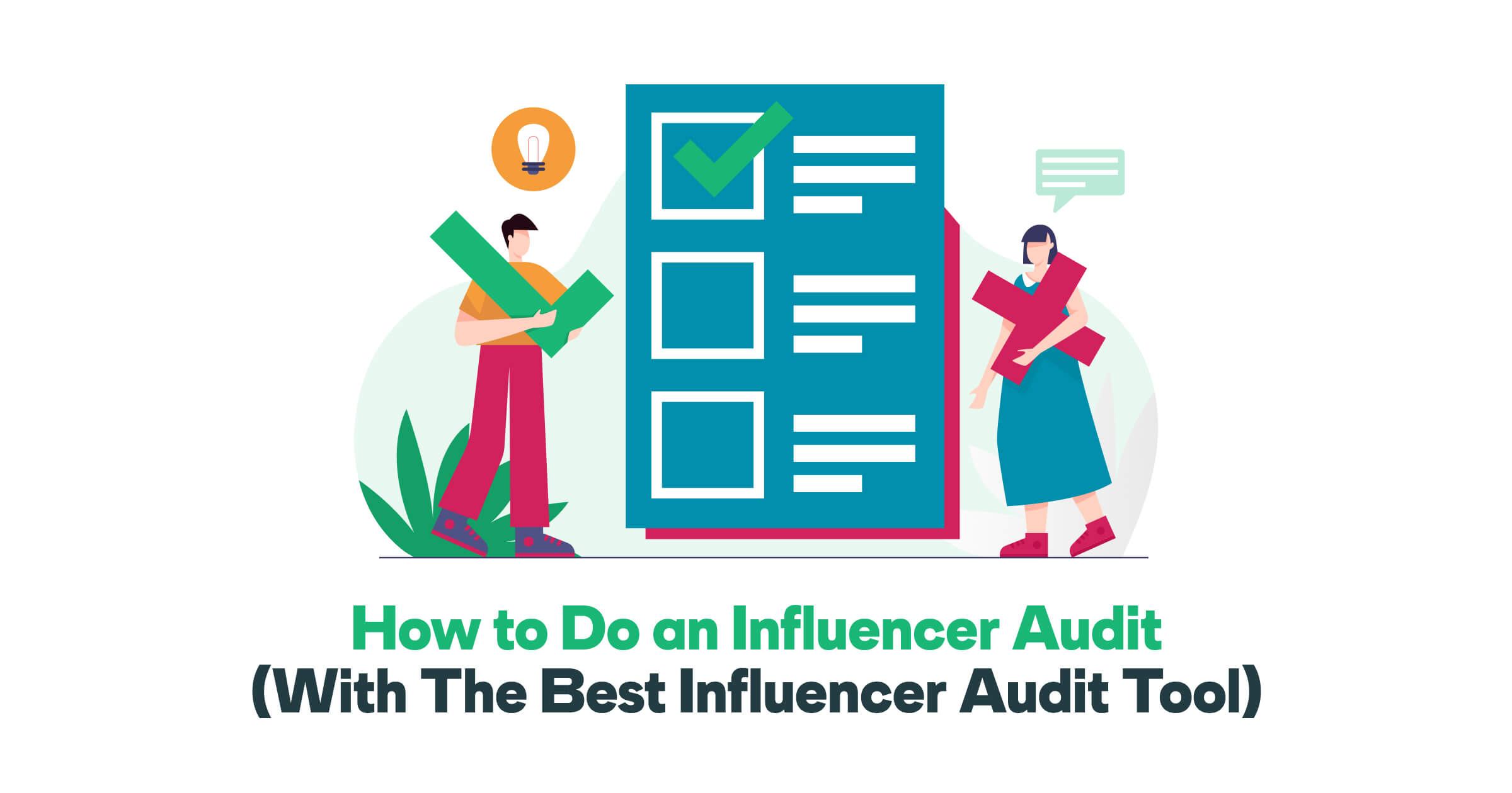 Two people compare lists to find the right influencers.