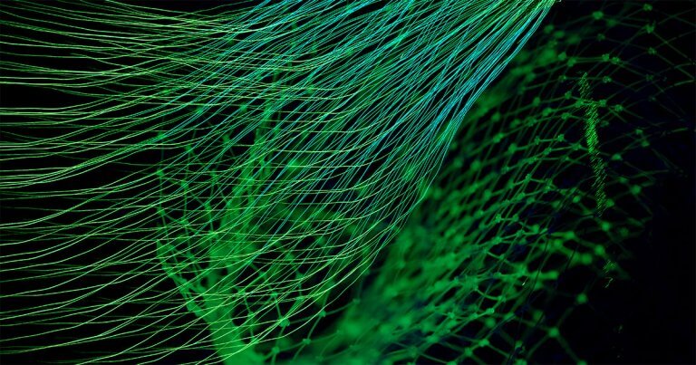 An image with an abstract network structure is intended to emphasise analytics