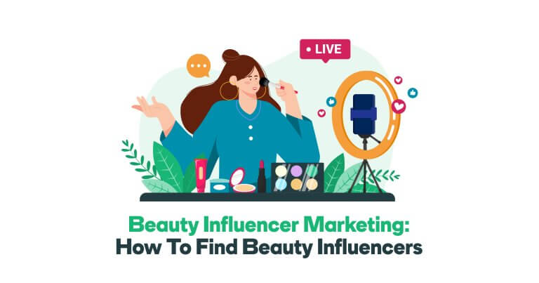 A picture with a beauty influencer sitting in front of the light and the camera