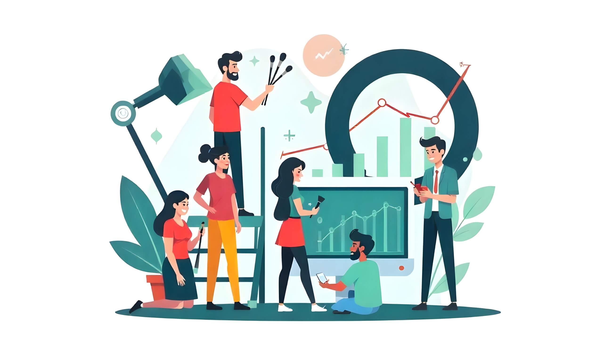 An image showing people marking things with a marker that should display a symbol for following links.