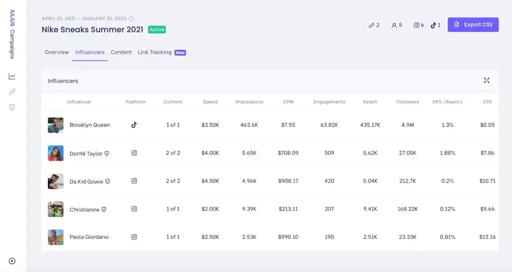 Graphical representation from the user interface of the Julius software