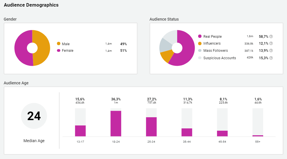 Bild des Audience Report Miquela Sousa aus der Storyclash Influencer Marketing Software