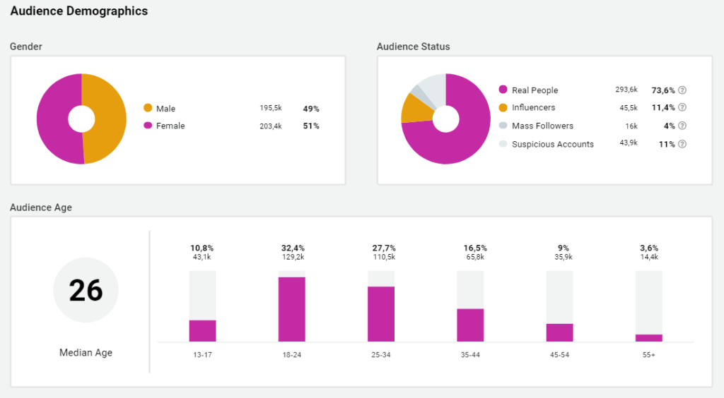 Bild des Audience Report der Influencerin Imma