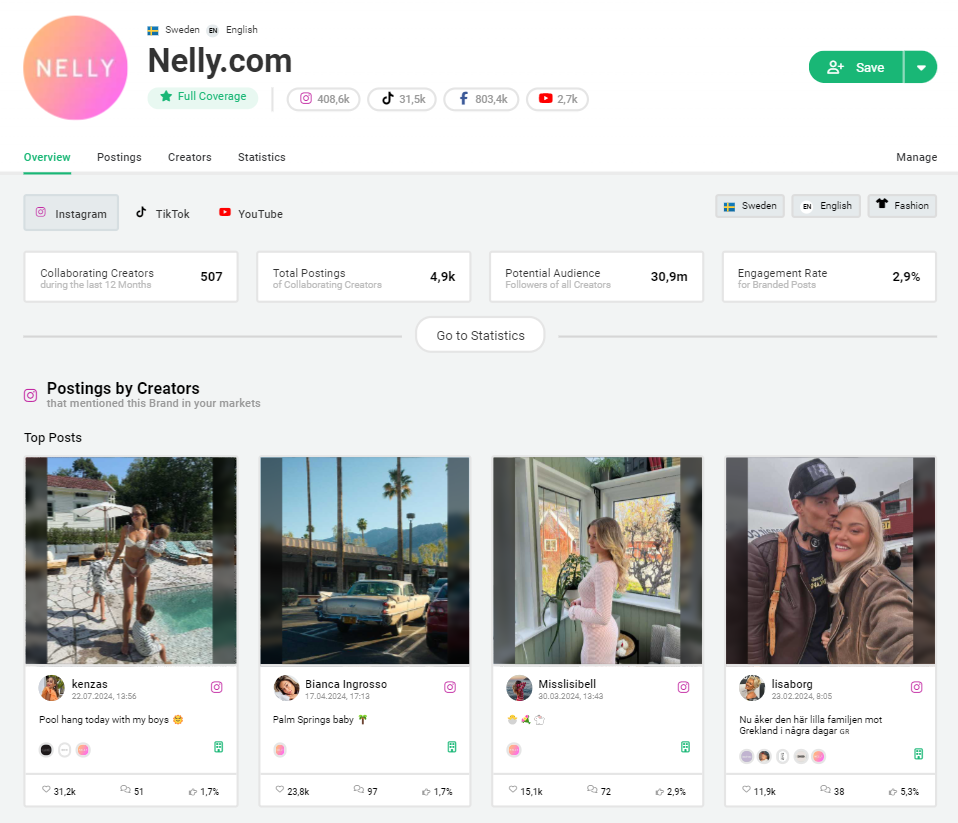 Übersichtsseite Nelly com