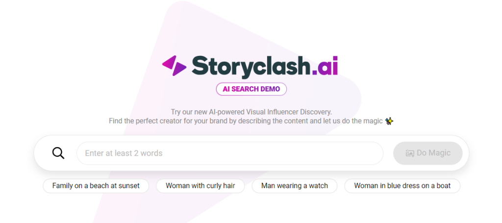 Input field of the Storyclash.ai tool