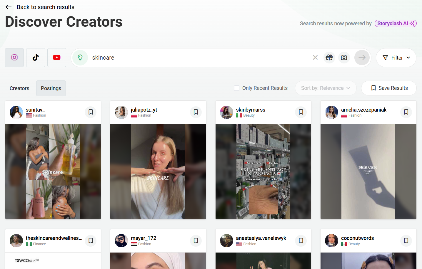 Discover Creators User interface in Storyclash ai Software