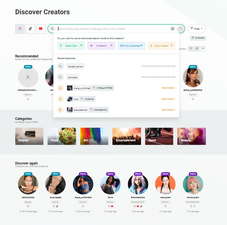 Discover Creators tab in Storyclash