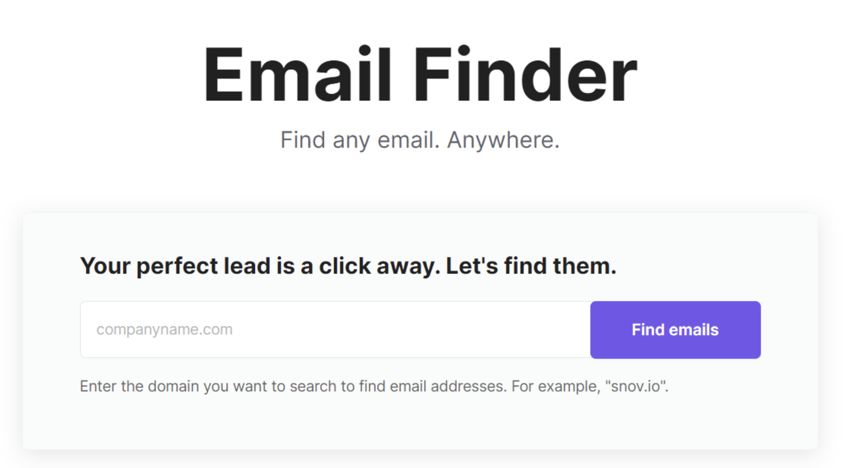 Eine visuelle Darstellung Snov io Email Finder Software Screenshot