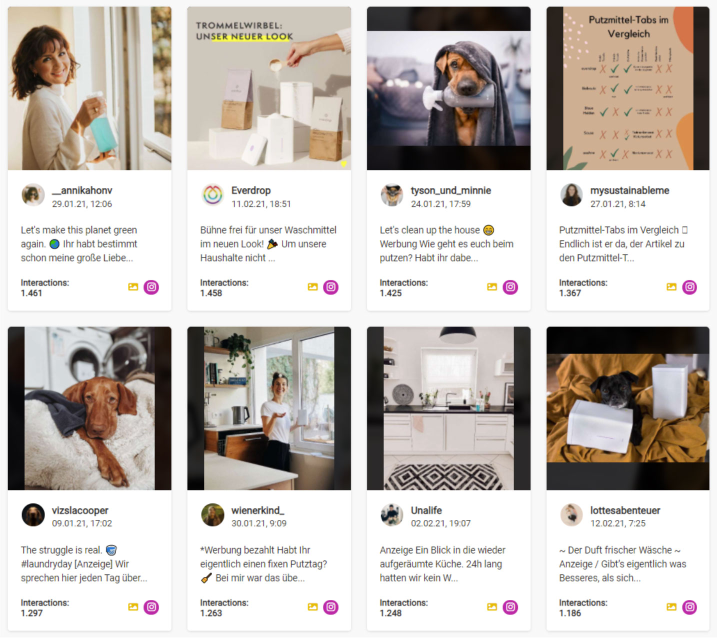 Bild einer Kampagne von Everdrop in der Influencer Software SToryclash
