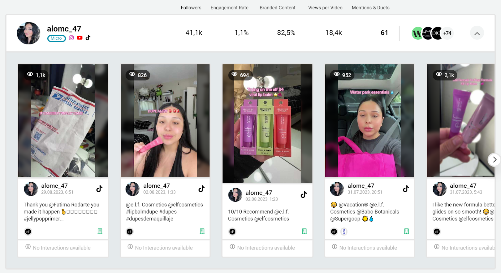Images that show a closer look at some of the micro-influencers the brand works with on TikTok