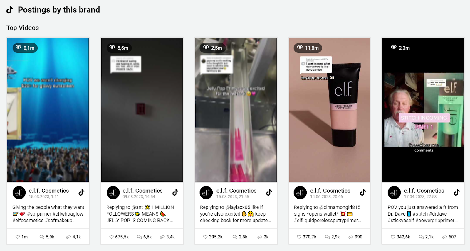 Image shows The brand's TikTok content is generally product-focused, much like its Instagram content, but with a more down-to-earth and humorous approach.