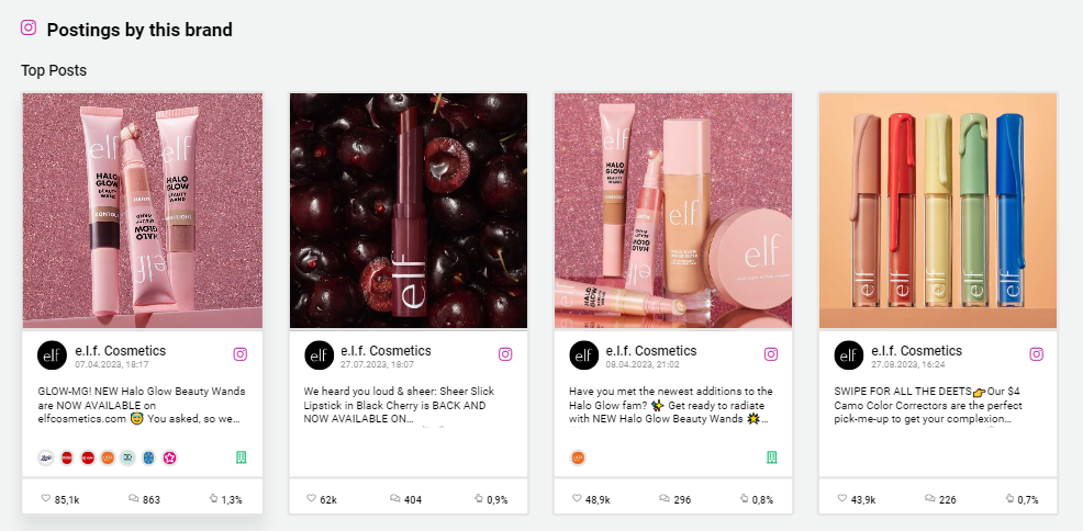 Bild mit Elf e.l.f veröffentlicht in erster Linie produktbezogene Inhalte