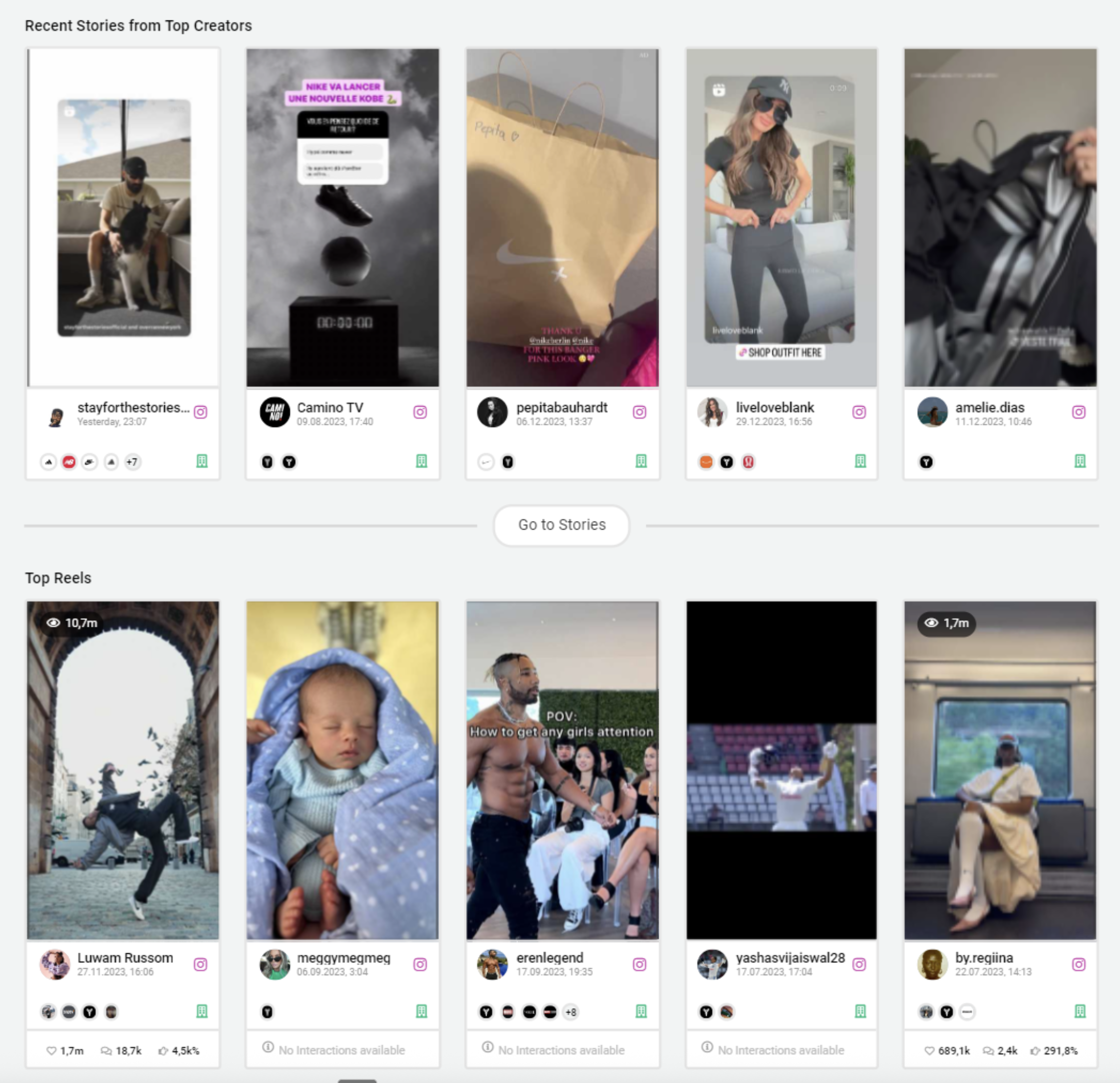With Storyclash, you can view Instagram stories that are up to a year old, example on this Image 