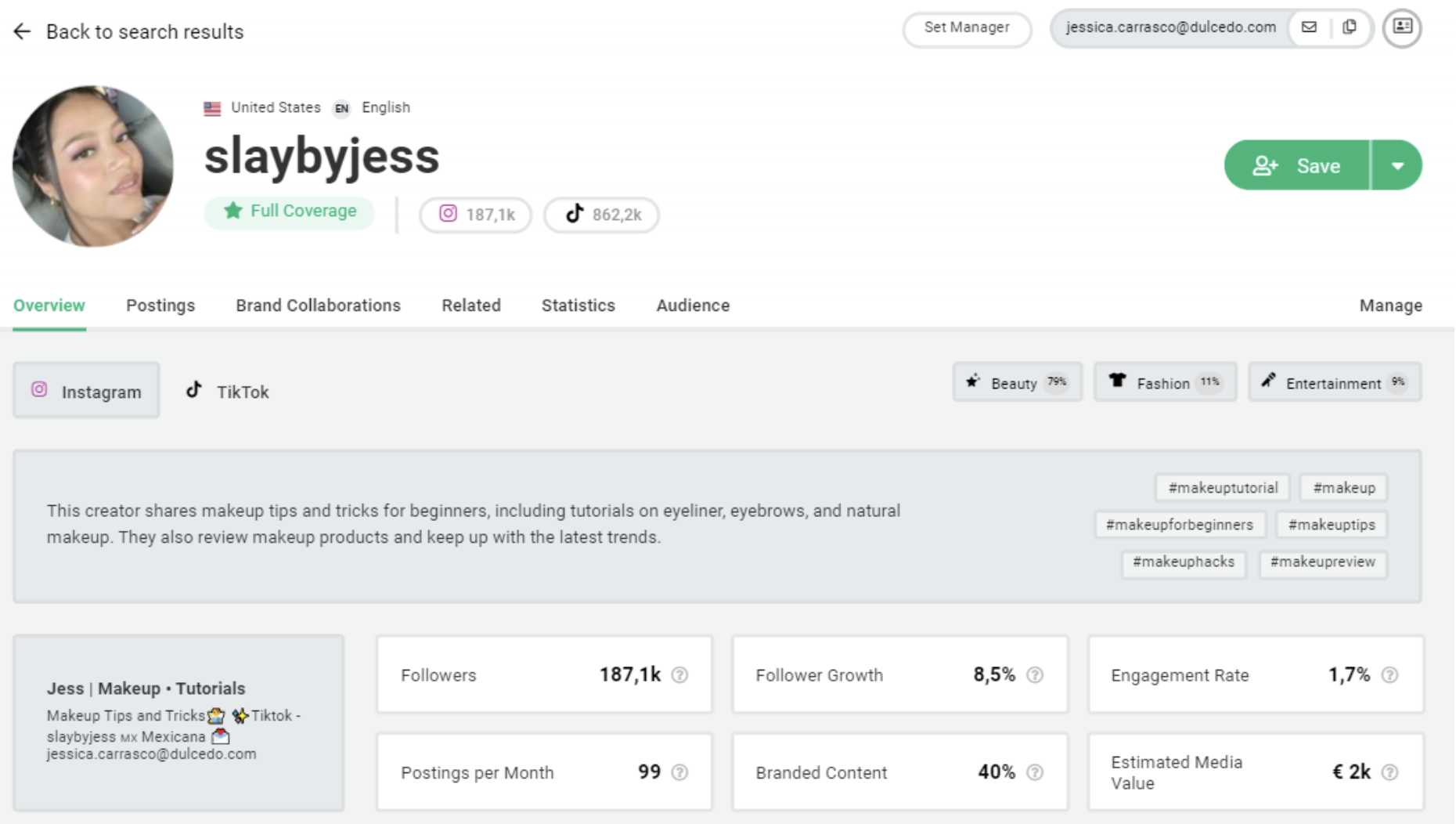 Image that show the Profile from Influencer 