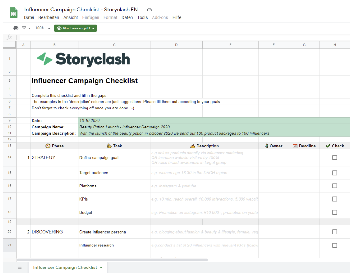 Influencer Marketing Strategy Checklist