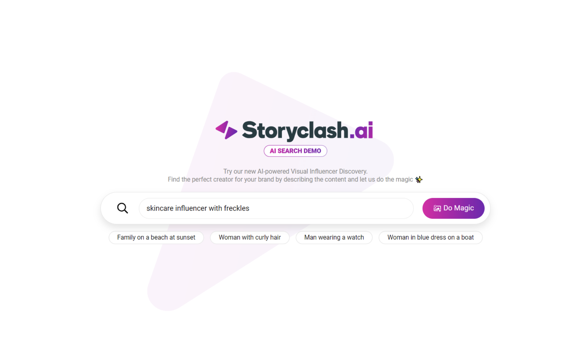 Image of the user interface of the AI influencer marketing software Storyclash